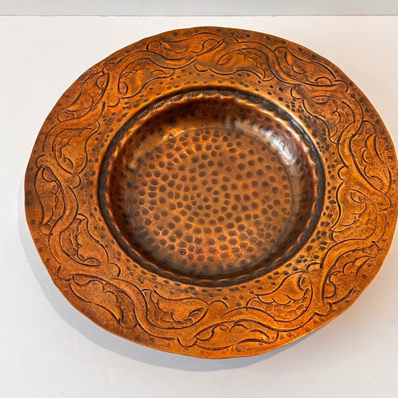 Other - Vintage Handmade Hammered Copper Bowl Plate Wall Hanging Trinket Dish Table 10"